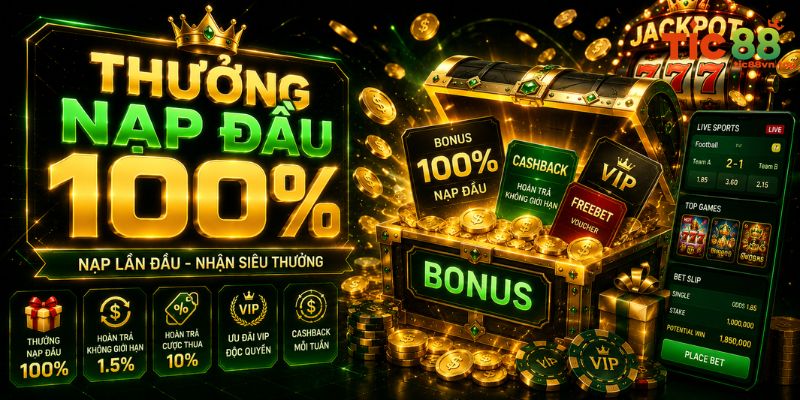 Khuyến mãi nạp đầu 100% cho newbie