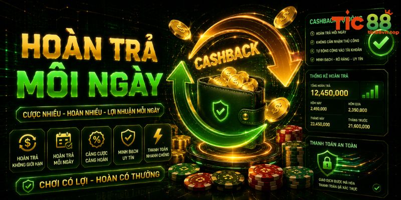Nhà cái có chính sách hoàn trả mỗi ngày cho hội viên
